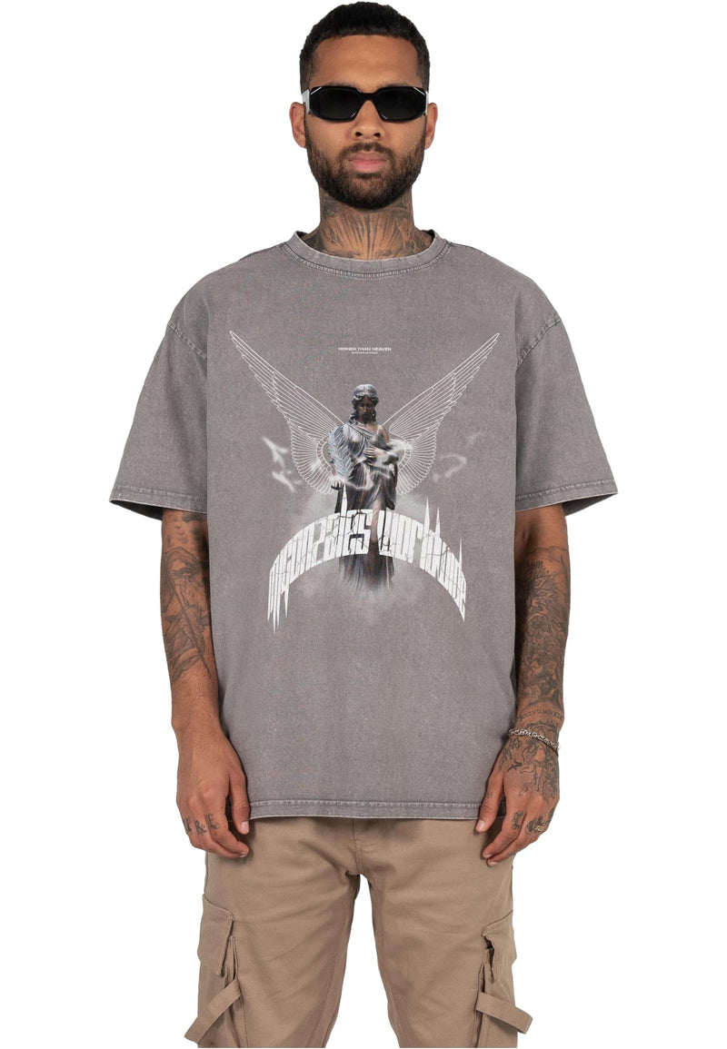 HIGHER THAN HEAVEN V.9 Acid Washed Heavy Oversize Tee
