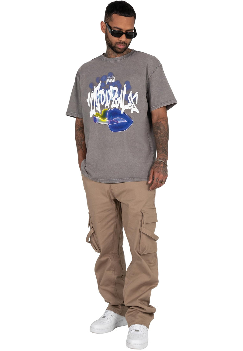 Kiss x Heavy Oversized Tee Acid Washed