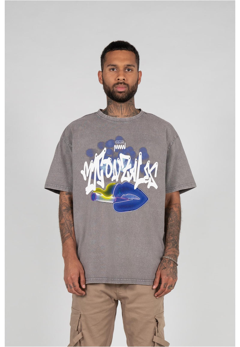 Kiss x Heavy Oversized Tee Acid Washed