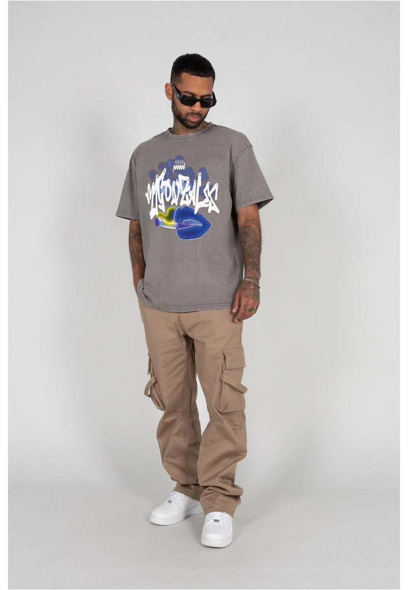 Kiss x Heavy Oversized Tee Acid Washed