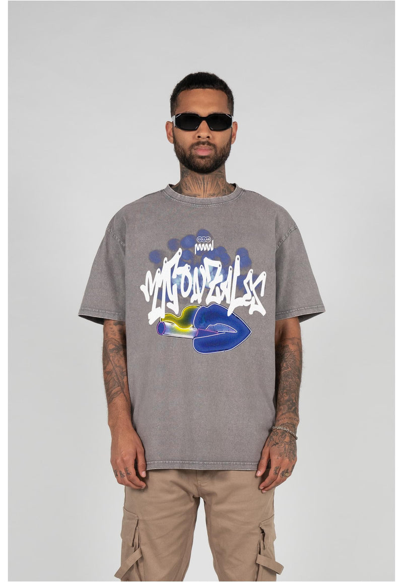 Kiss x Heavy Oversized Tee Acid Washed