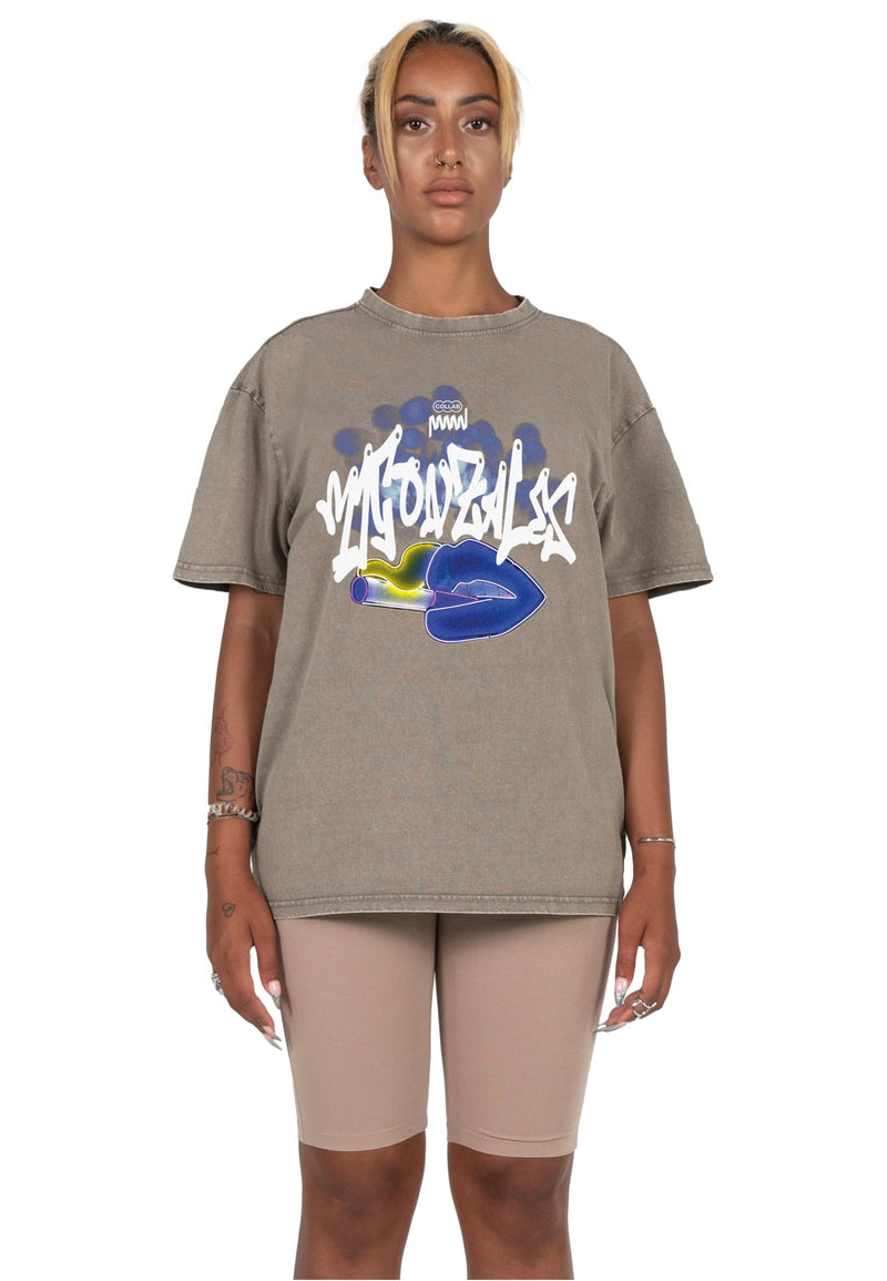 Ladies Kiss x Acid Washed Heavy Oversized Tee