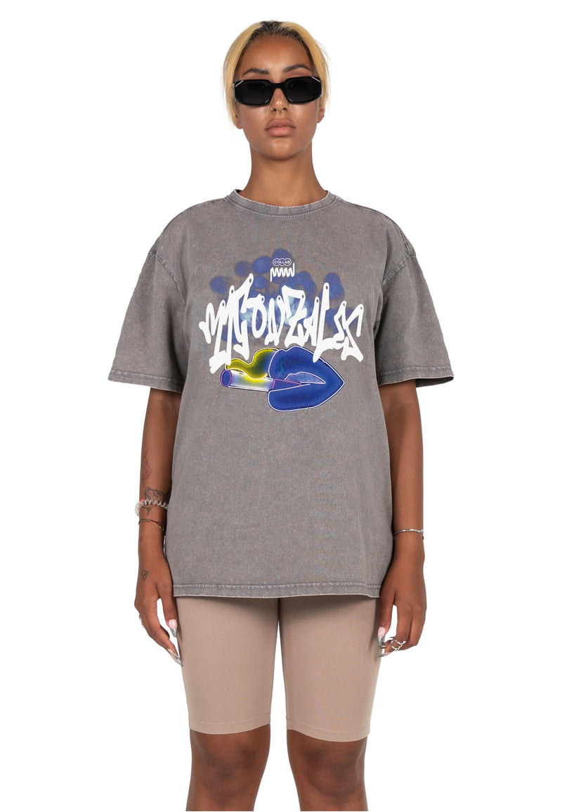 Ladies Kiss x Acid Washed Heavy Oversized Tee