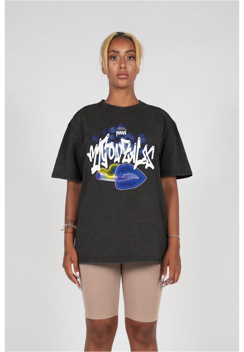 Ladies Kiss x Acid Washed Heavy Oversized Tee