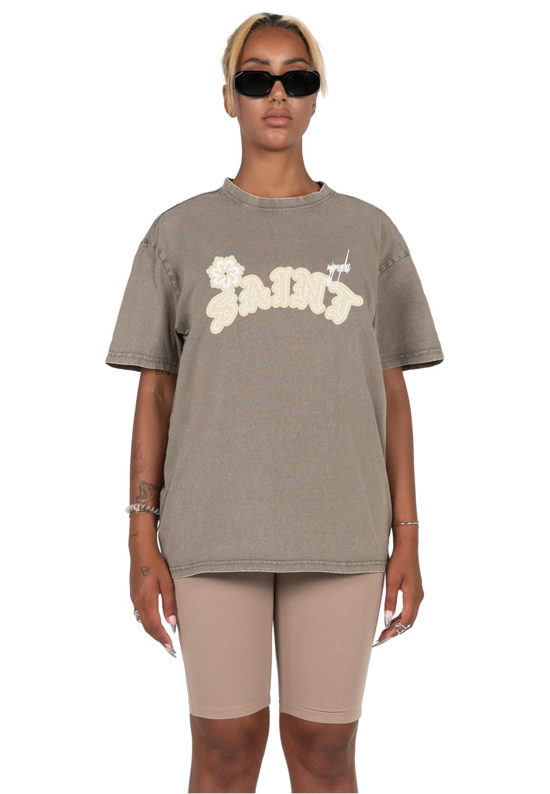 Ladies Saint x Acid Washed Heavy Oversized Tee